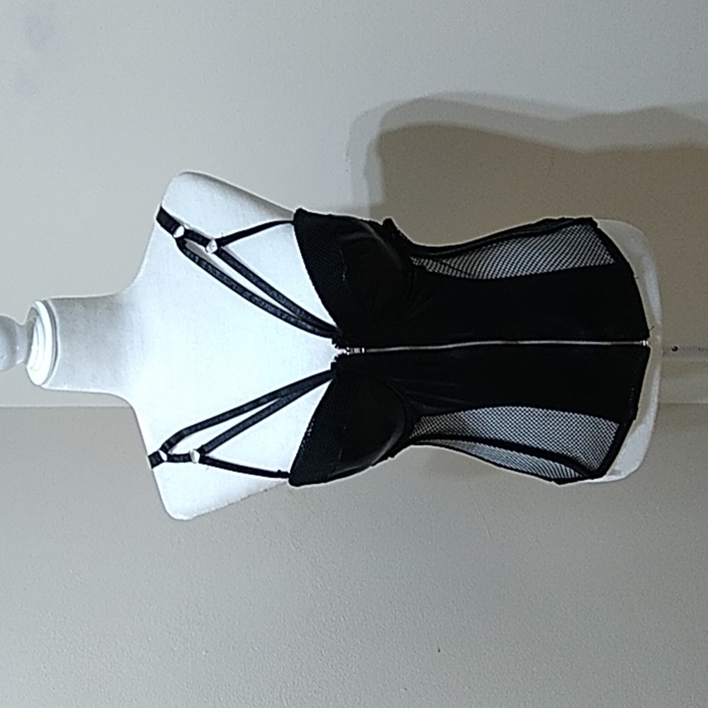 Body Rage Mesh and Faux Leather Corset